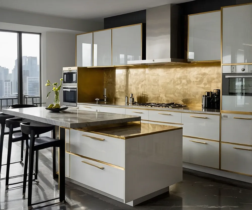 کابینت انزو سفید طلایی