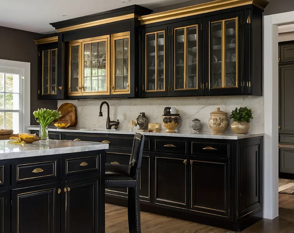 کابینت سفید مشکی طلایی (2) کابینت سفید مشکی طلایی