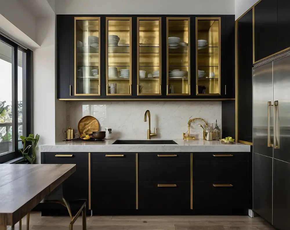 کابینت سفید مشکی طلایی کابینت سفید مشکی طلایی