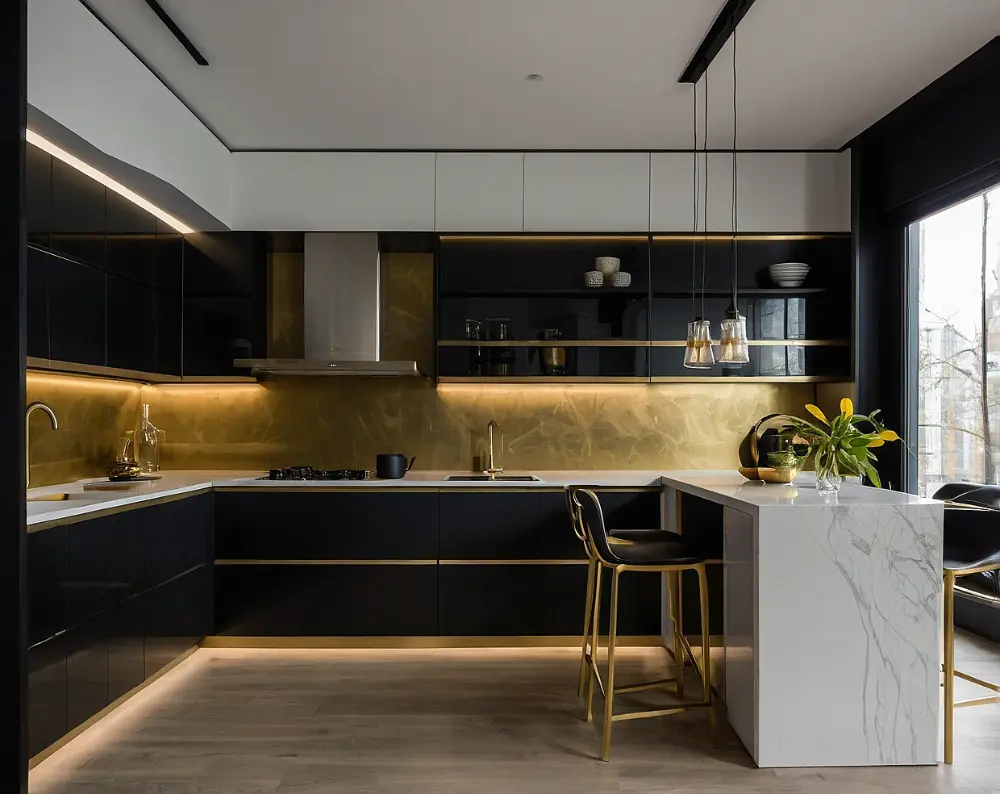 کابینت مشکی طلایی (2) کابینت مشکی طلایی