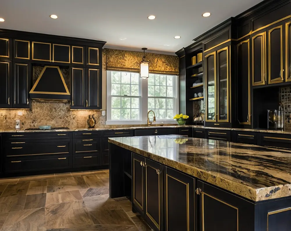 کابینت مشکی طلایی (4) کابینت مشکی طلایی