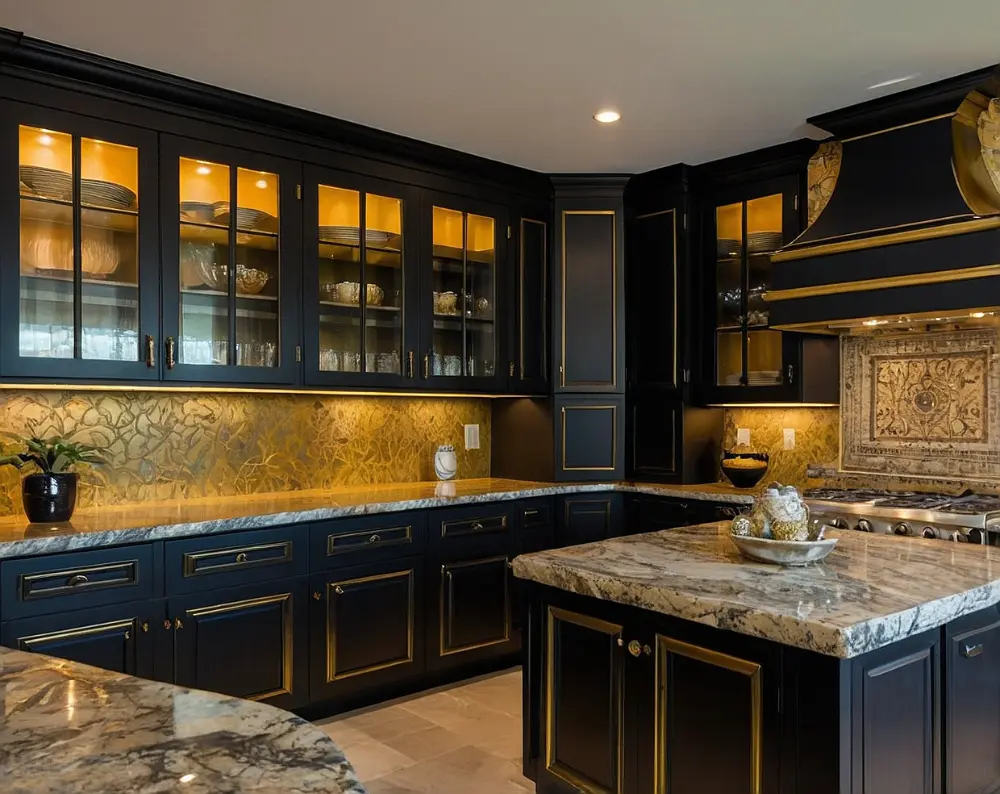 کابینت مشکی طلایی (5) کابینت مشکی طلایی