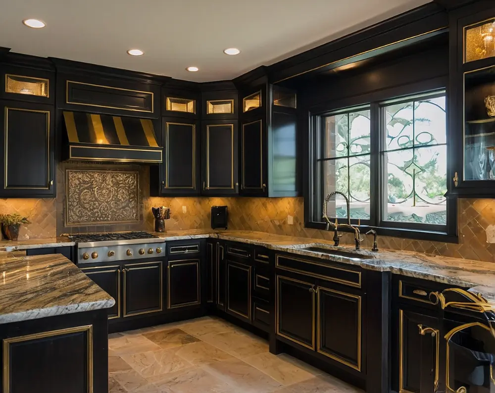 کابینت مشکی طلایی کابینت مشکی طلایی