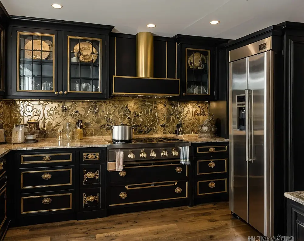 کابینت نئوکلاسیک مشکی طلایی (2) کابینت نئوکلاسیک مشکی طلایی