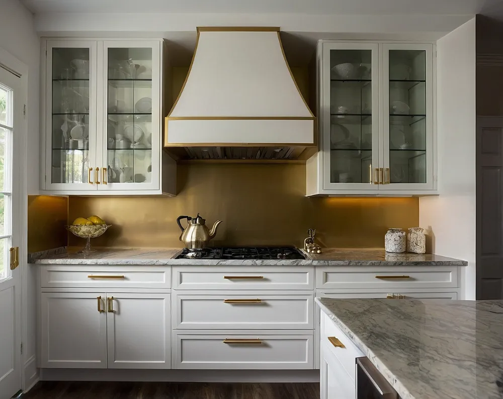 کابینت هایگلاس سفید طلایی (2) کابینت هایگلاس سفید طلایی