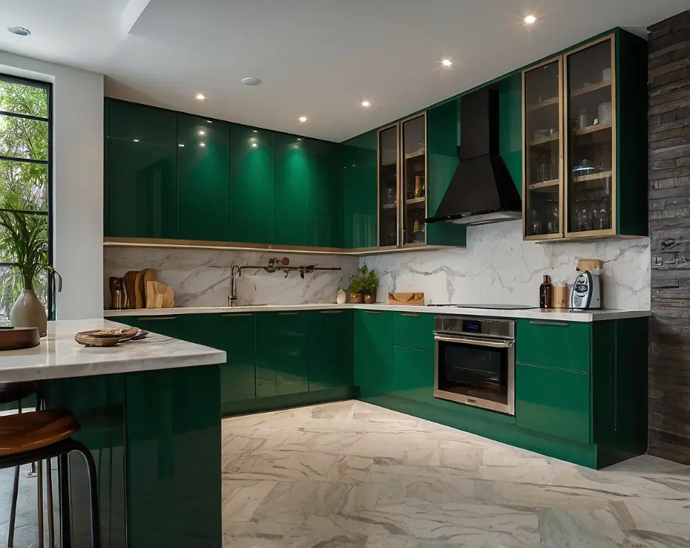 کابینت پلی اورتان سبز براق