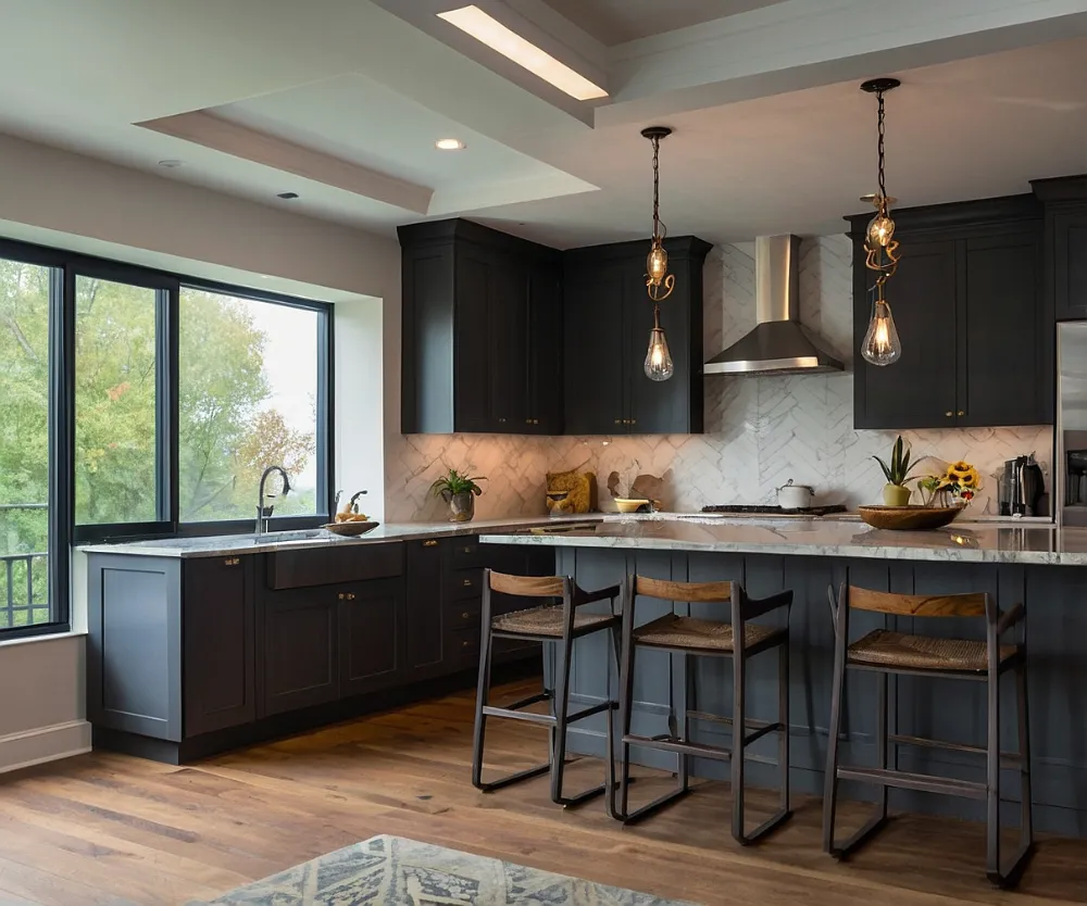 کابینت ال با جزیره (3) کابینت ال با جزیره