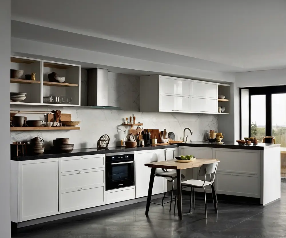 کابینت ال شکل سفید (2) کابینت ال شکل سفید