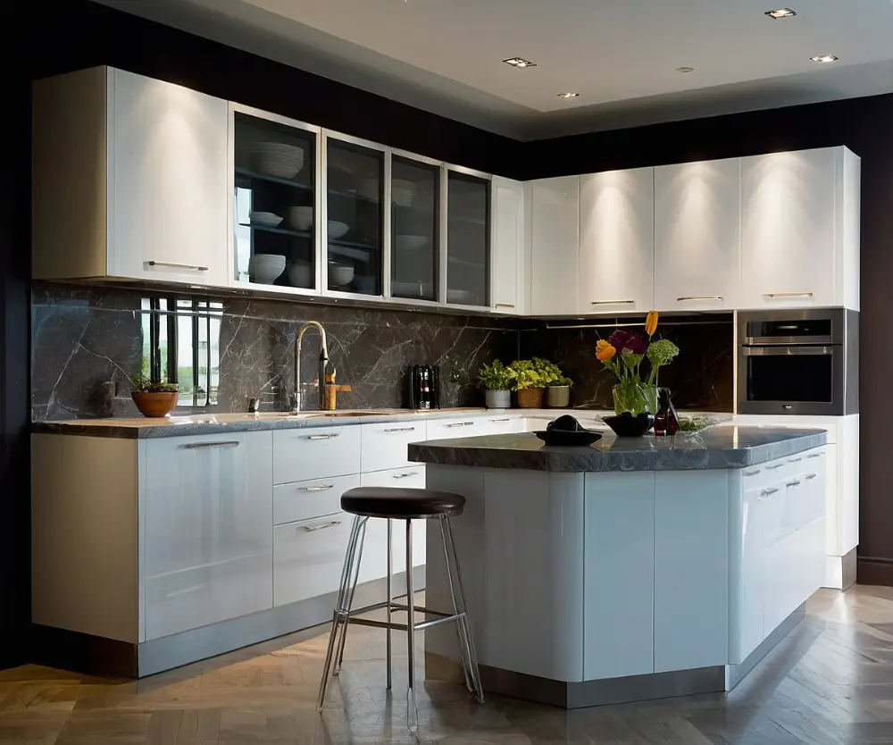 کابینت ال شکل سفید (3) کابینت ال شکل سفید