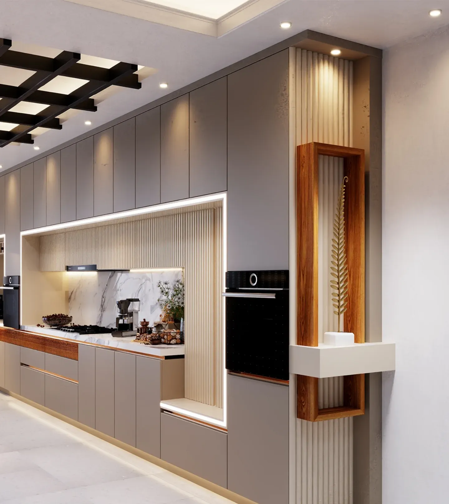 کابینت میله ای سفید طوسی