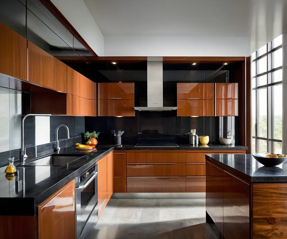 کابینت های‌ گلاس طرح‌ دار چوب