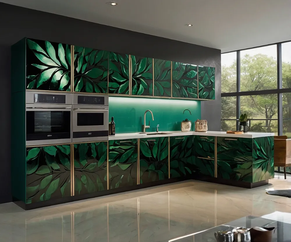 کابینت های‌گلاس طرح برگ‌دار