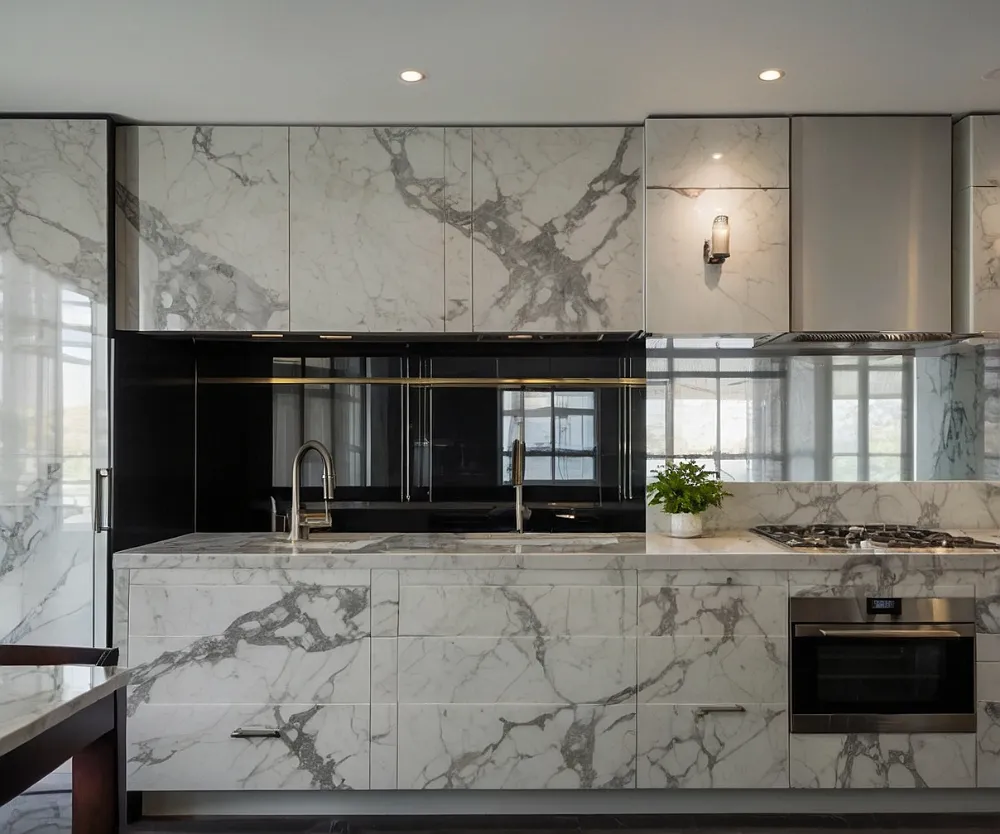 کابینت های‌گلاس طرح دار مرمر