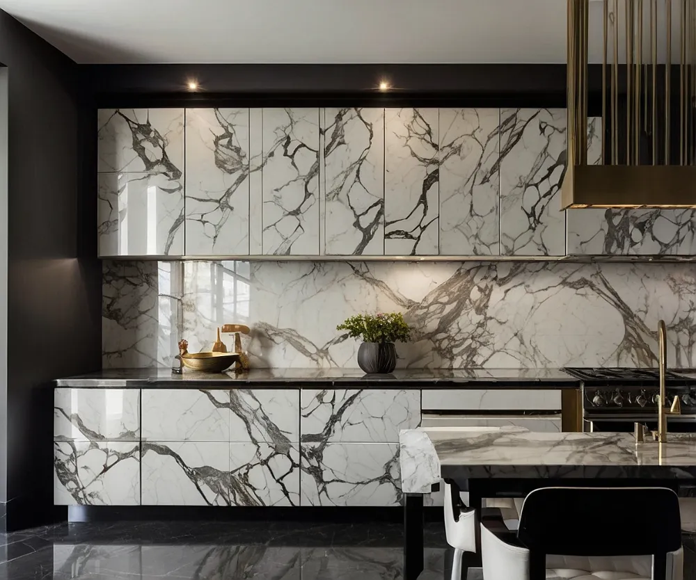 کابینت های‌گلاس طرح دار مرمر