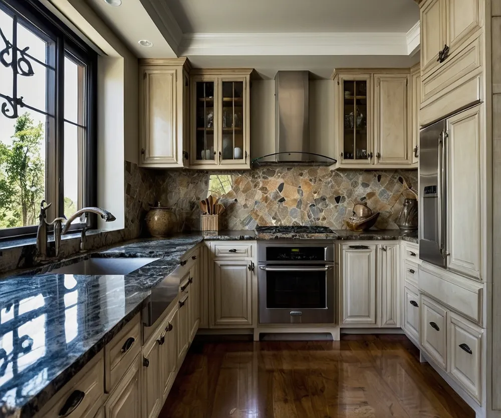 کابینت های‌گلاس طرح سنگ آنتیک 