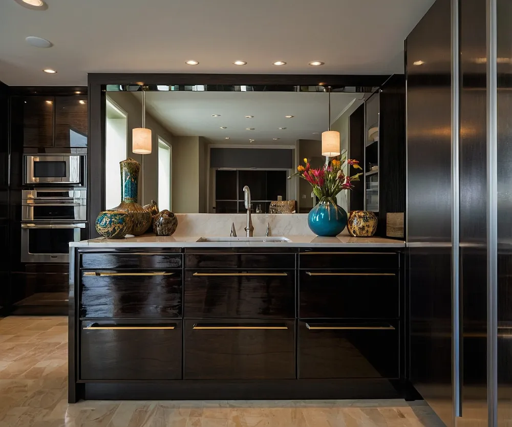 کابینت های‌گلاس طرح چرم بافت‌دار