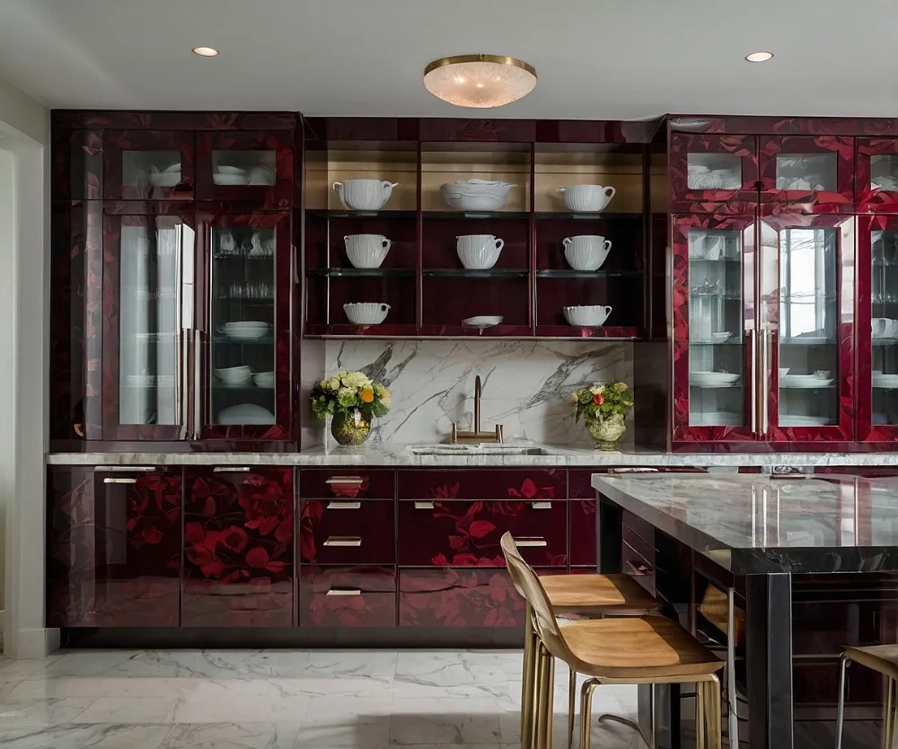 کابینت های‌گلاس طرح گلدار