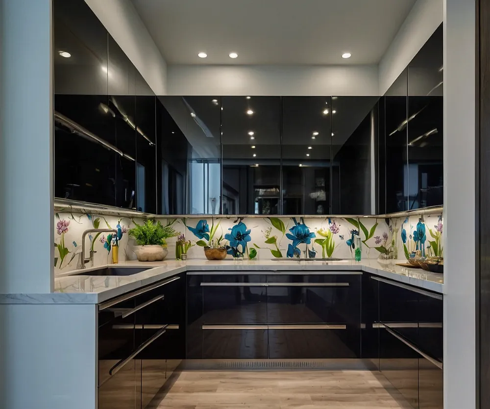 کابینت های‌گلاس طرح گلدار