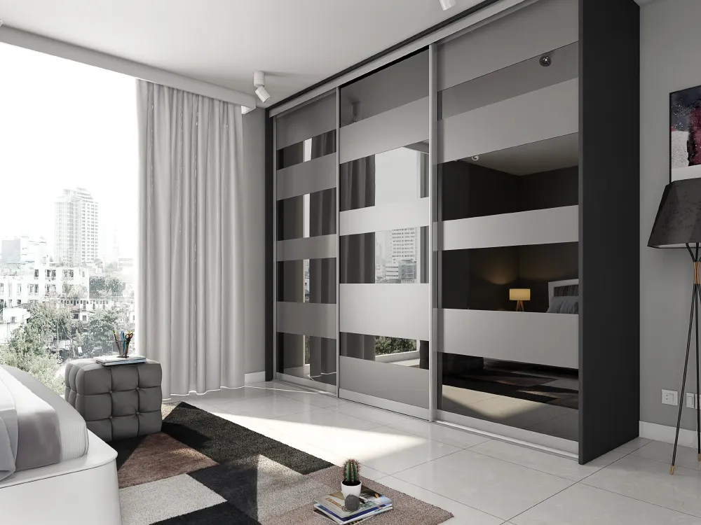 کمد دیواری ریلی آینه‌ دار