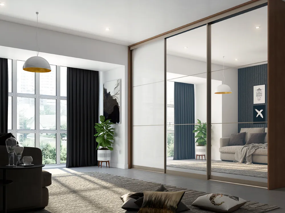 کمد دیواری ریلی آینه‌ دار