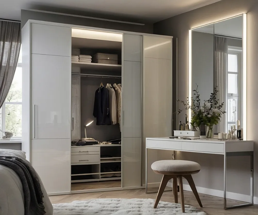 کمد دیواری ریلی با میز آرایش