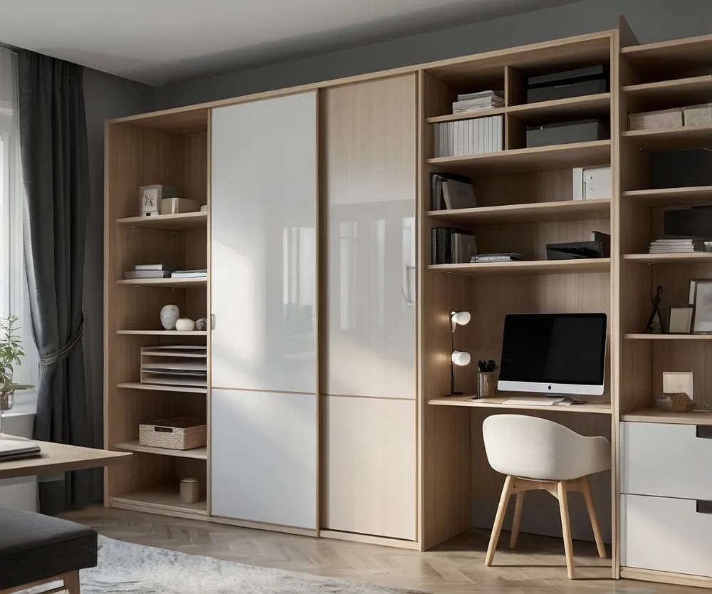 کمد دیواری ریلی با میز کامپیوتر