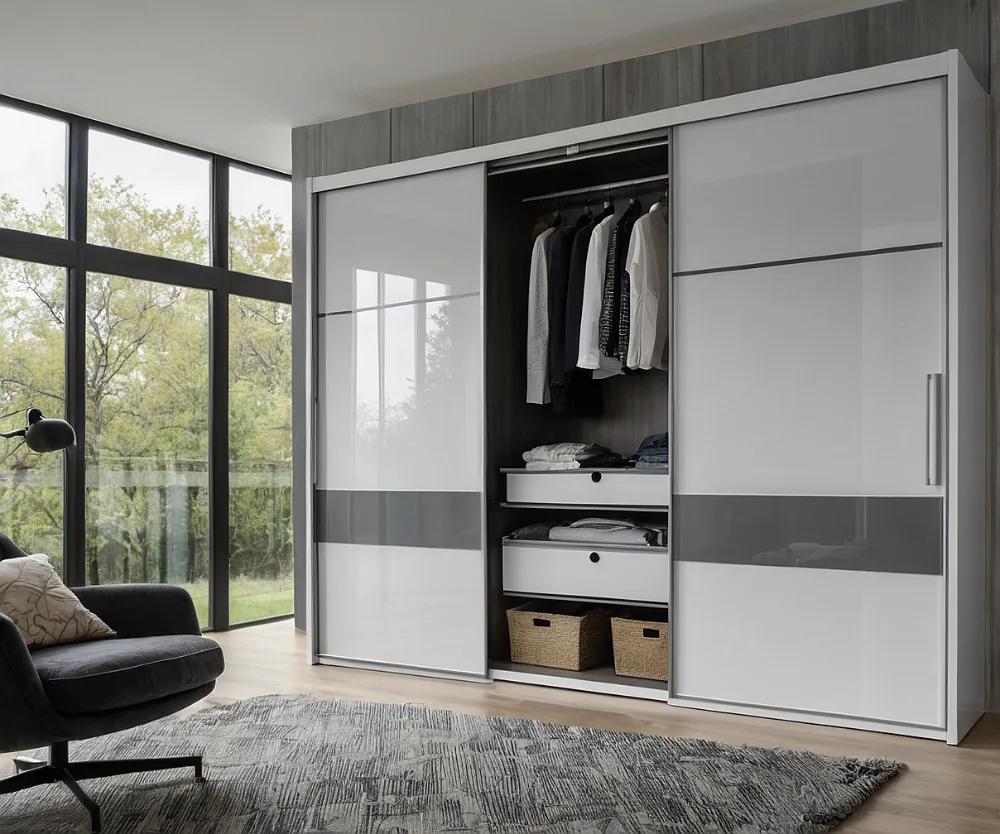 کمد دیواری ریلی سفید طوسی