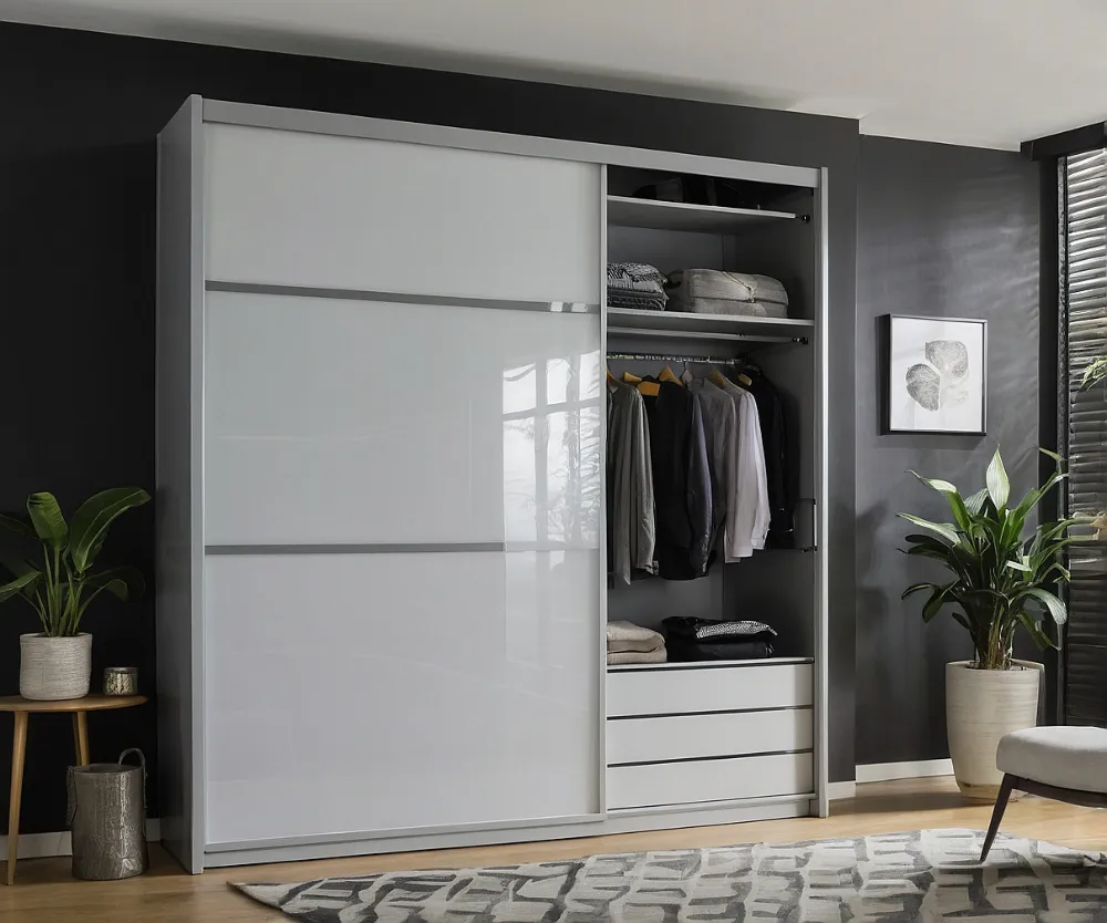 کمد دیواری ریلی سفید طوسی