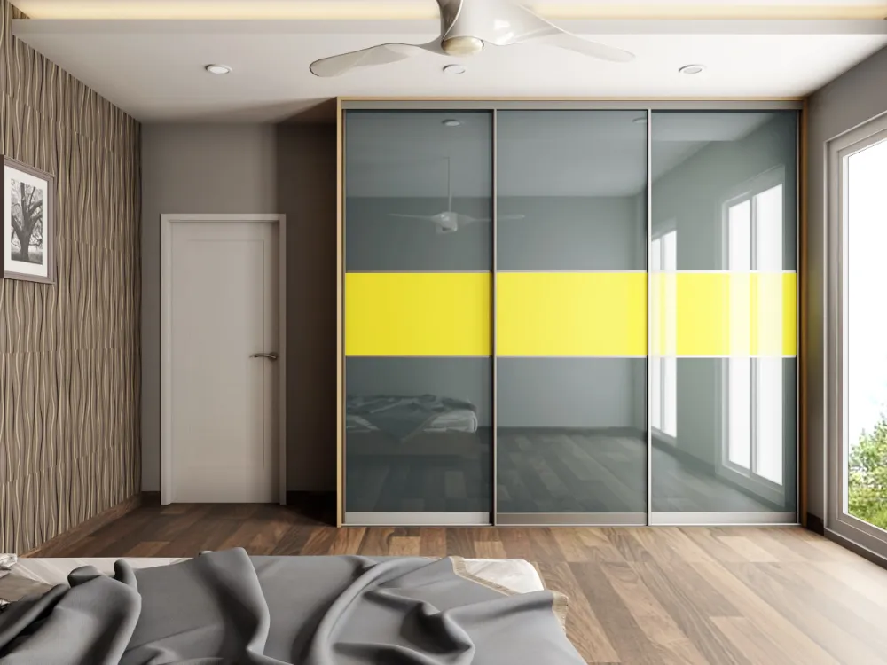 کمد دیواری ریلی شیشه‌ ای مات