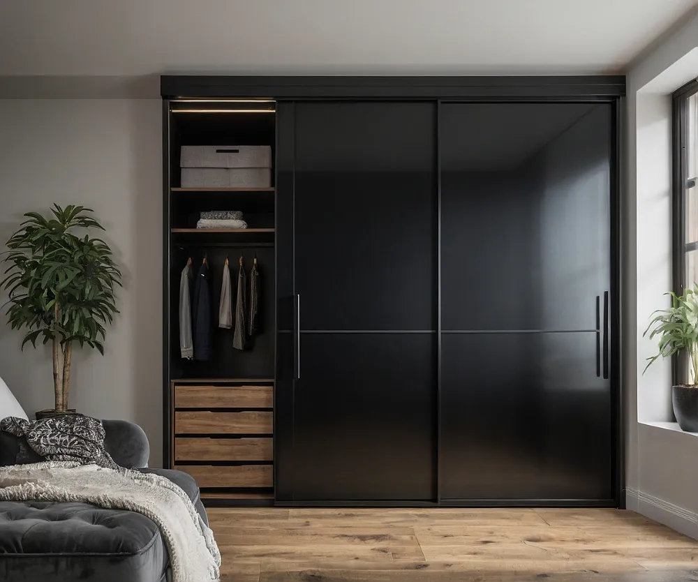 کمد دیواری ریلی مشکی