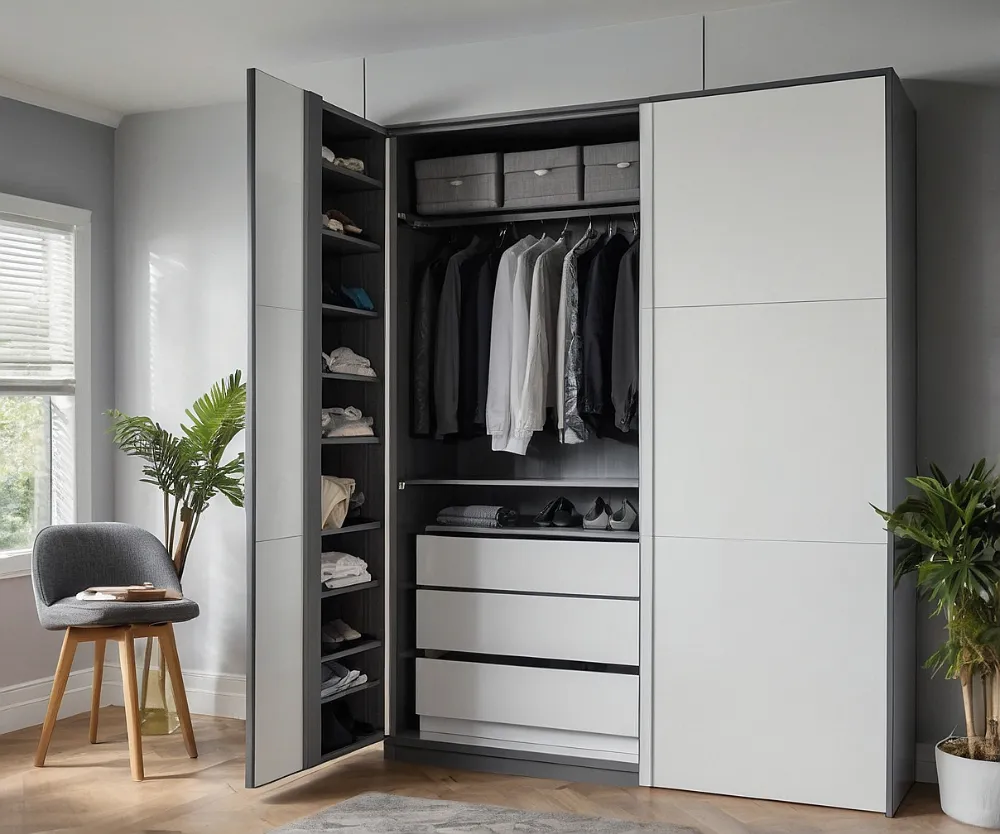 کمد دیواری سفید طوسی