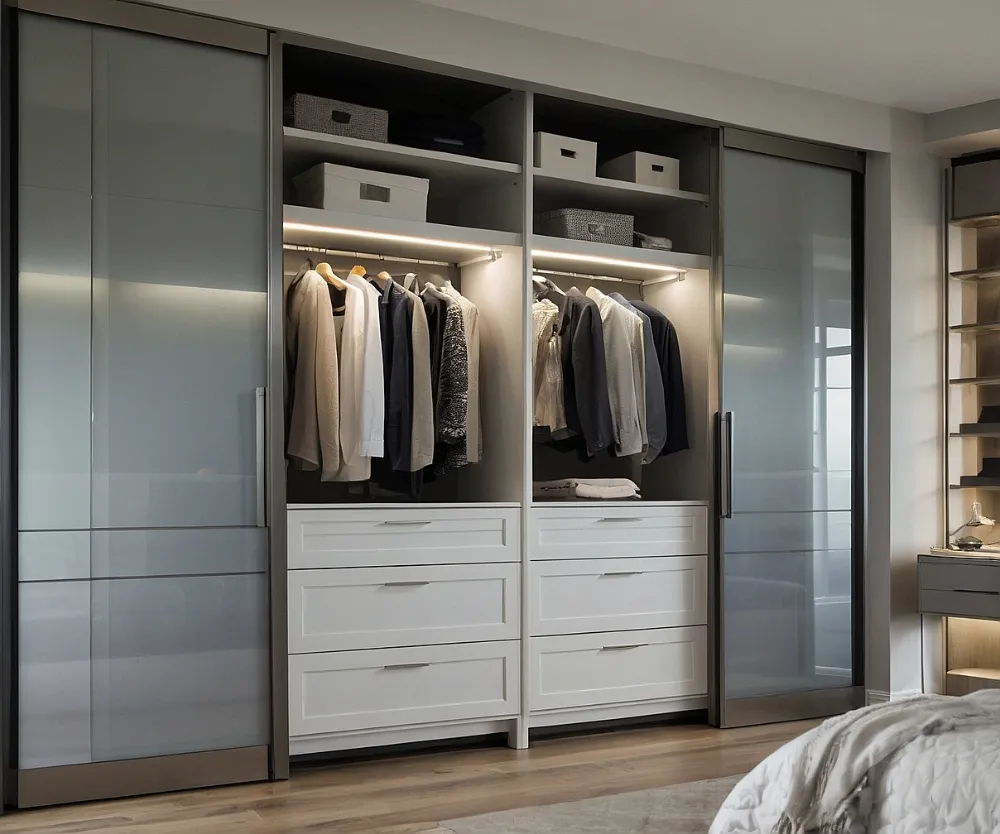 کمد دیواری سفید طوسی