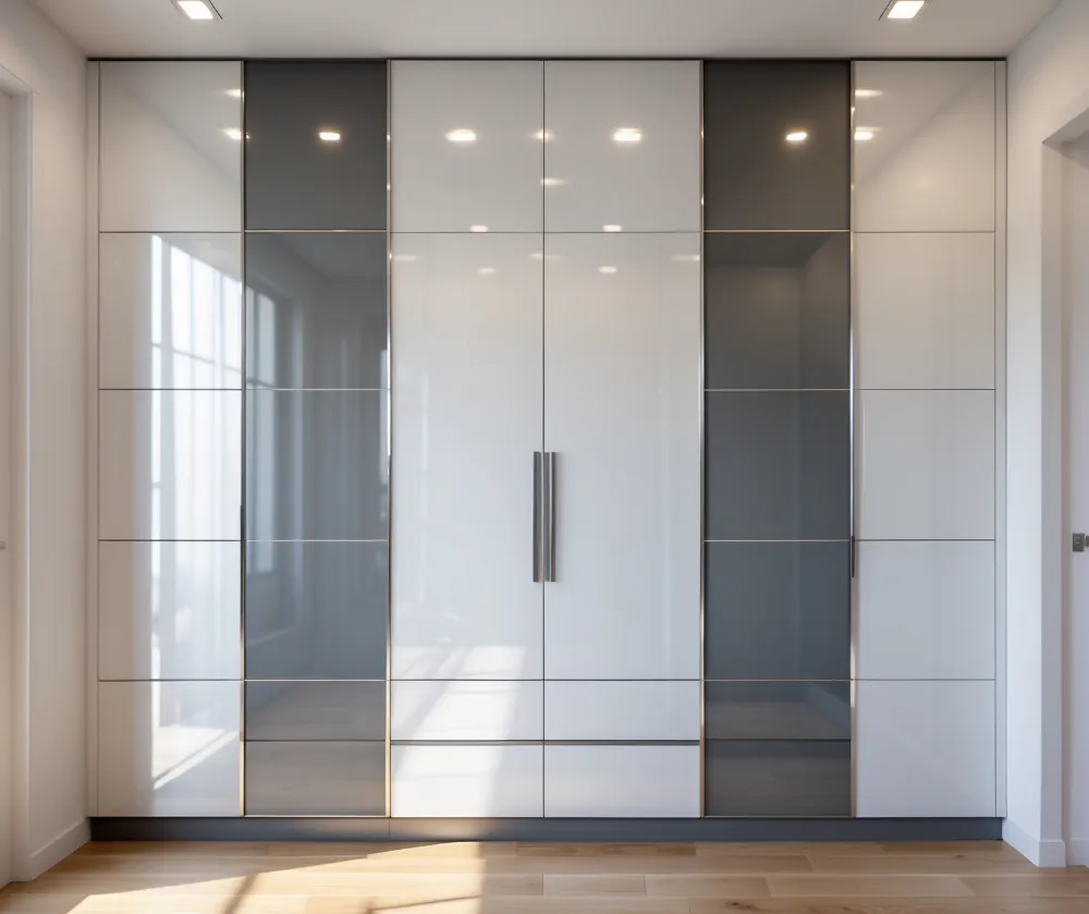 کمد دیواری سفید طوسی براق