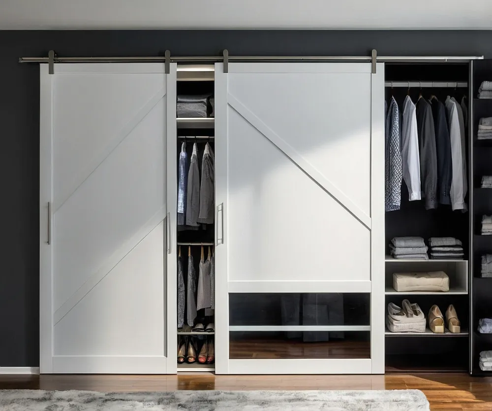 کمد دیواری سفید طوسی ریلی