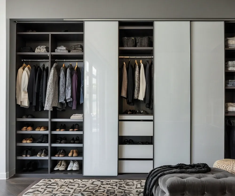 کمد دیواری سفید طوسی ریلی