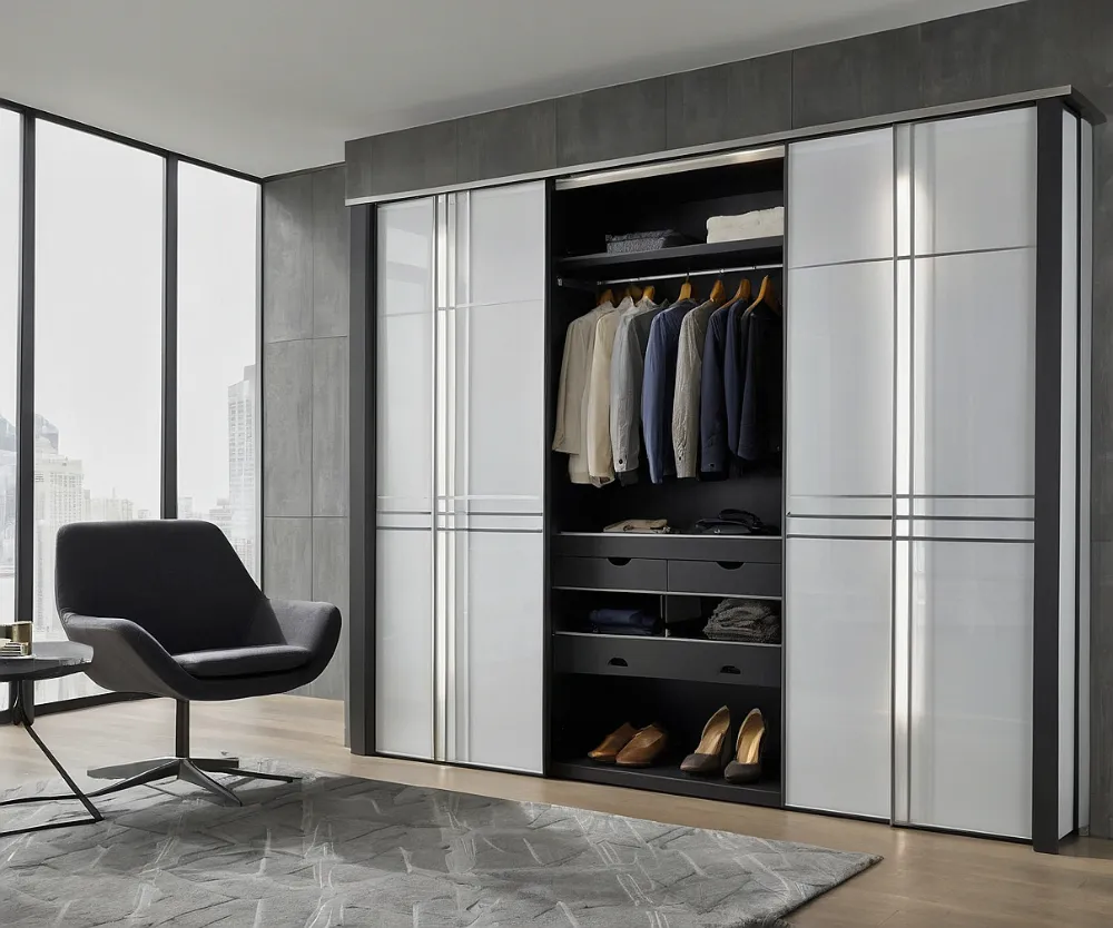 کمد دیواری سفید طوسی ریلی