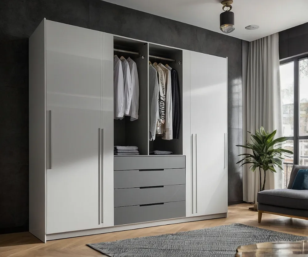 کمد دیواری سفید طوسی مات