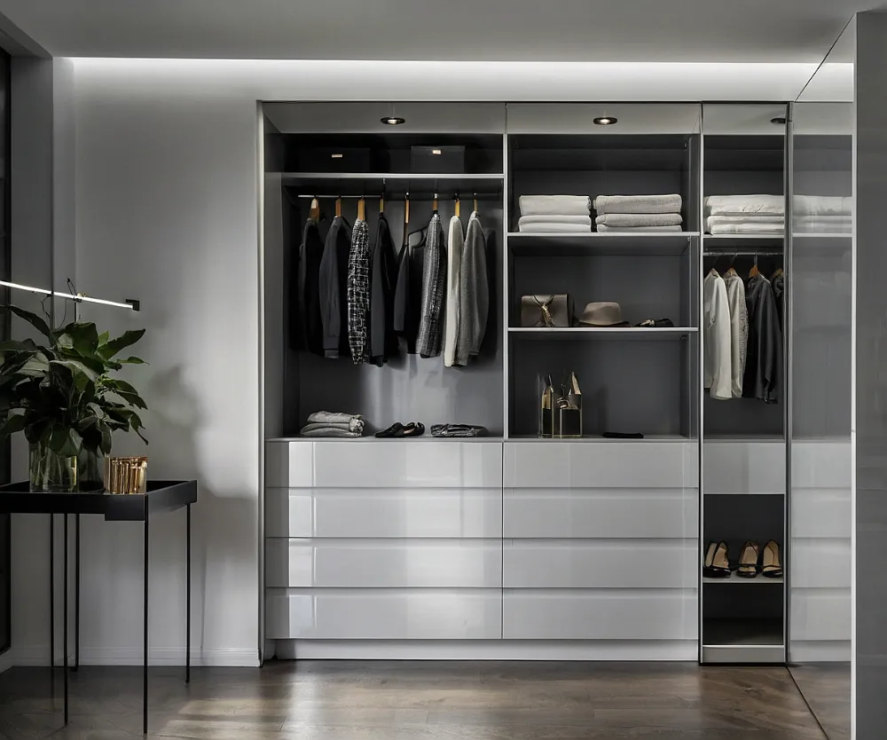 کمد دیواری سفید طوسی های گلاس