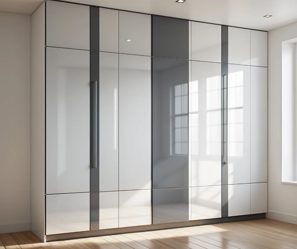 کمد دیواری سفید طوسی هایگلاس