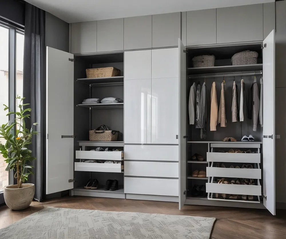 کمد دیواری سفید طوسی