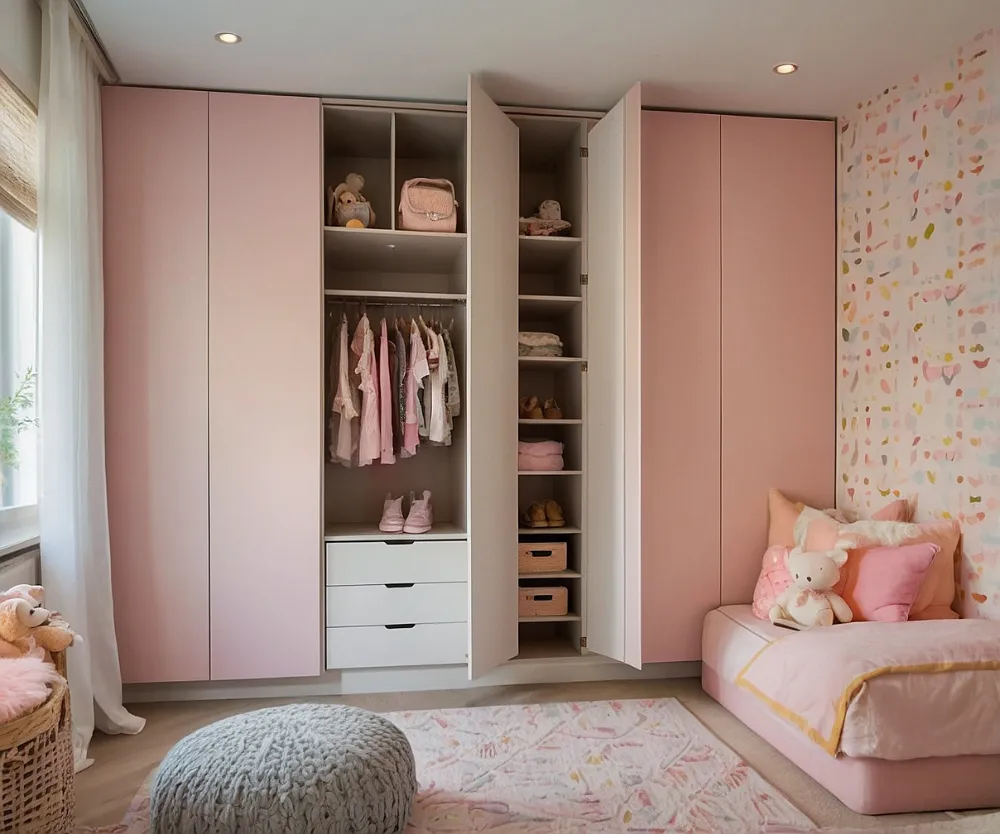 کمد دیواری اتاق کودک دخترانه صورتی