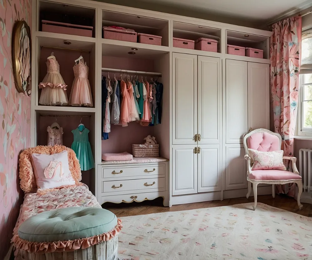 کمد دیواری اتاق کودک دخترانه صورتی