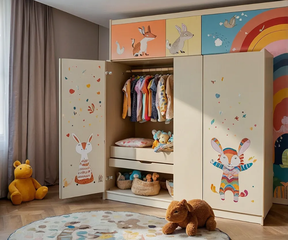 کمد دیواری اتاق کودک دخترانه طرح حیوانات