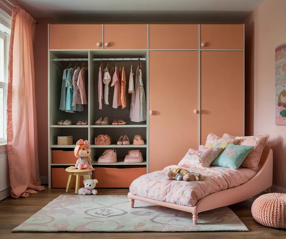 کمد دیواری اتاق کودک دخترانه هلویی