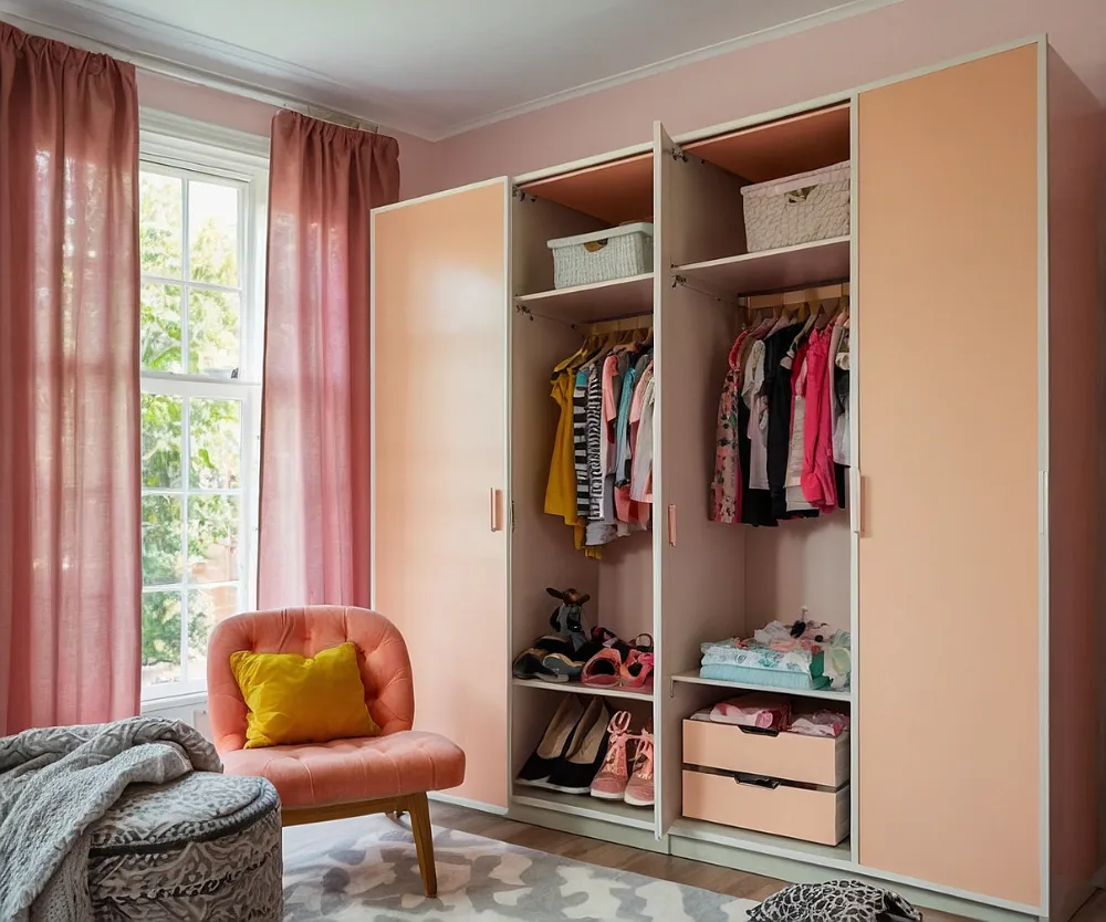 کمد دیواری اتاق کودک دخترانه هلویی