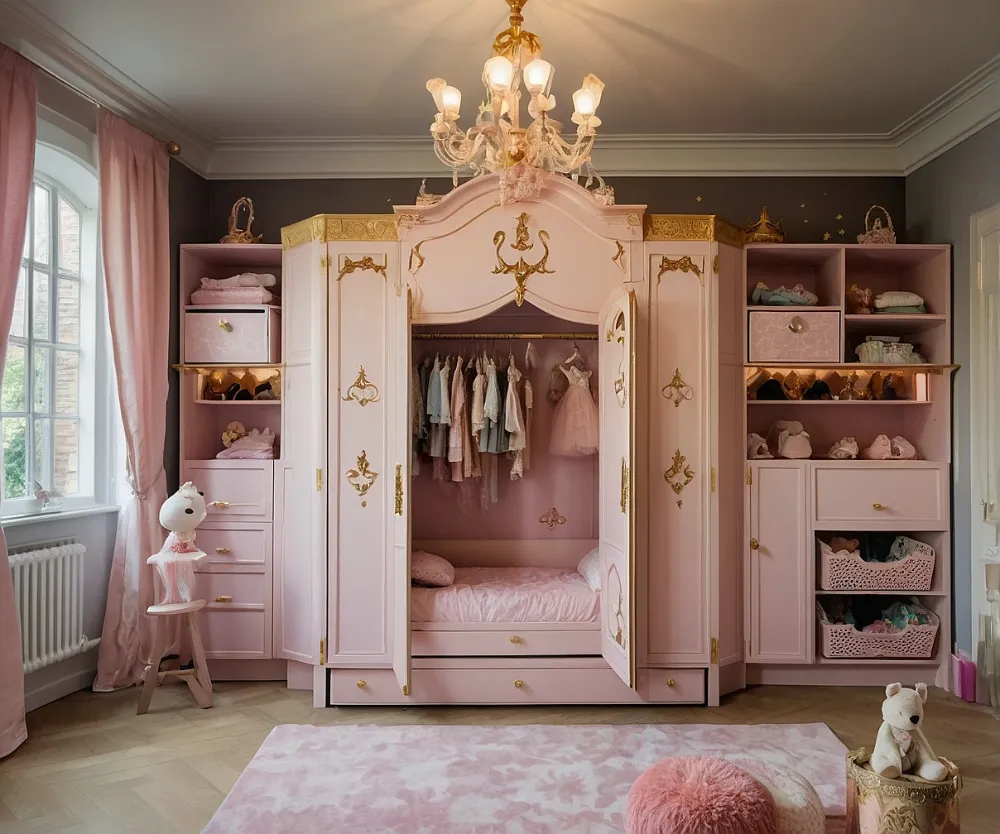 کمد دیواری اتاق کودک دخترانه پرنسسی