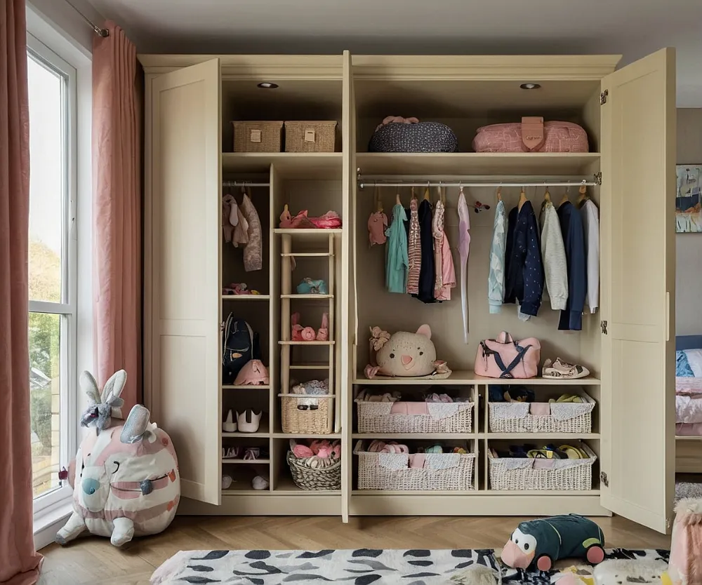 کمد دیواری اتاق کودک دخترانه کرم