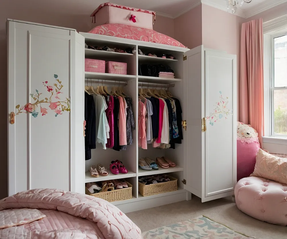 کمد دیواری اتاق کودک دخترانه گل گلی