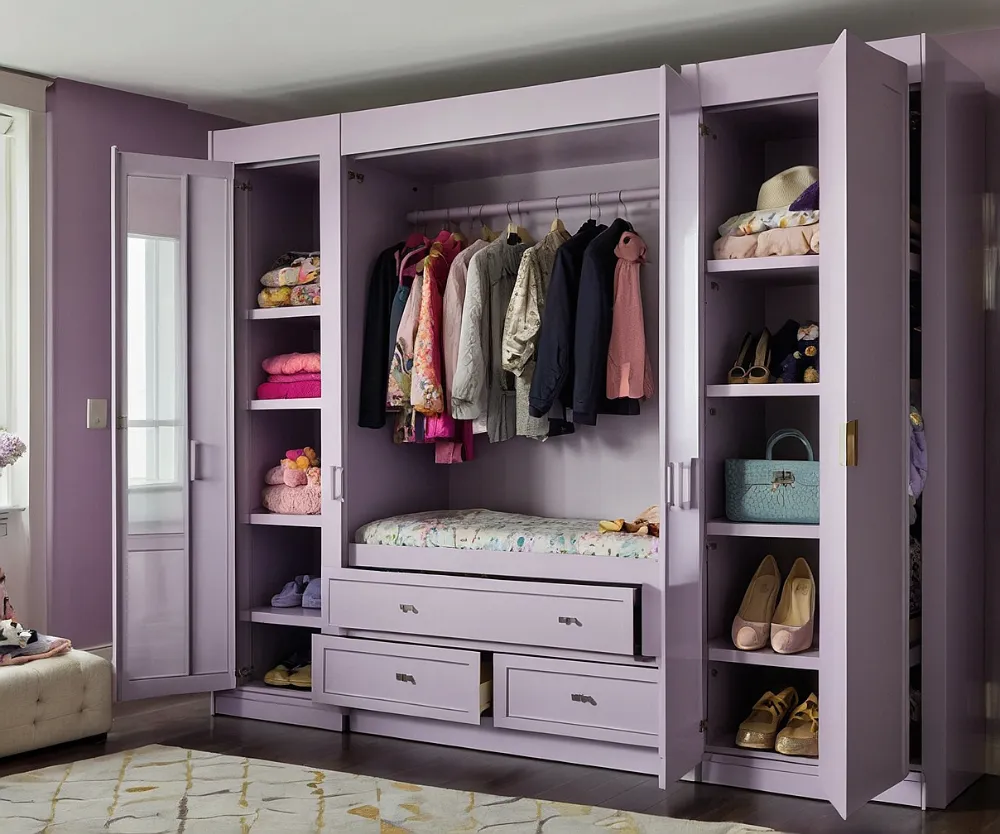 کمد دیواری اتاق کودک دخترانه یاسی