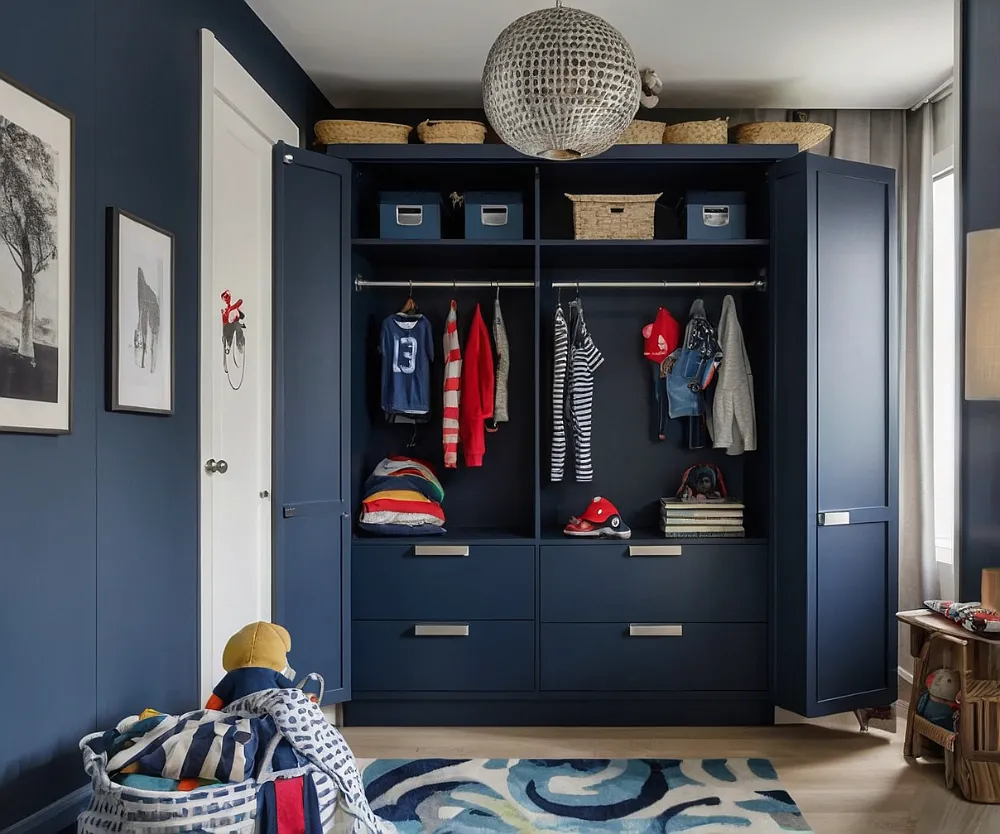 کمد دیواری اتاق کودک پسرانه آبی کاربنی